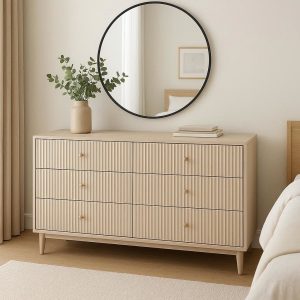 Fluted 6-Drawer Dresser – Modern Bedroom Organization