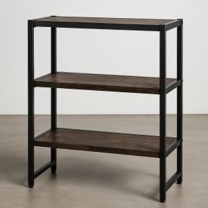 3-Tier Industrial Bookcase – Metal Frame Shelving Unit