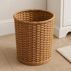 Natural Wicker Trash Can – Decorative Waste Bin for Bathroom