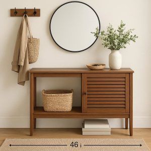46" Console Table with Slatted Door – Entryway Organization & Decor