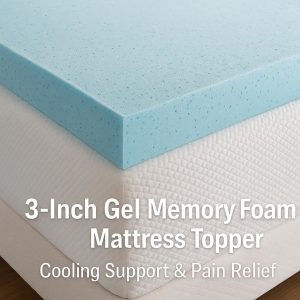 3-Inch Gel Memory Foam Mattress Topper – Cooling Support & Pain Relief